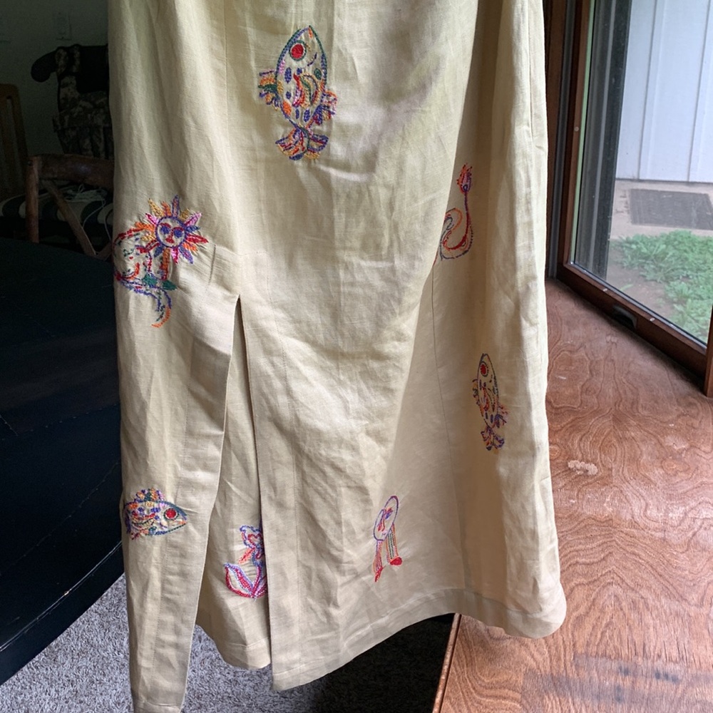 Farm Rio Surreal Embroidered Linen Blend Dress - Picture 6 of 7